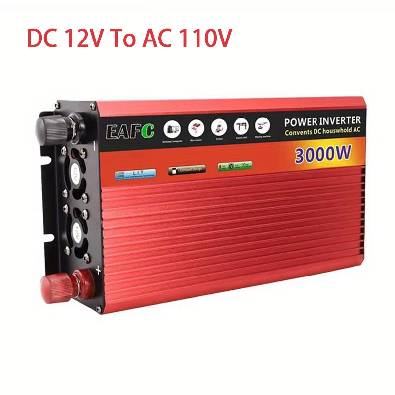 3000W Portable Car Power Inverter 12V to 110V/220V Power Bank Voltage Converter Multifunctional Solar Inverter for Car Household
